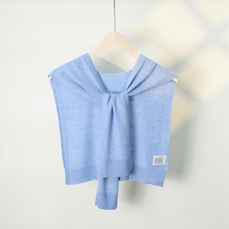 Solid color knitted small shawl fashionable versatile hollow high-end atmosphere white temperament outer small shawl