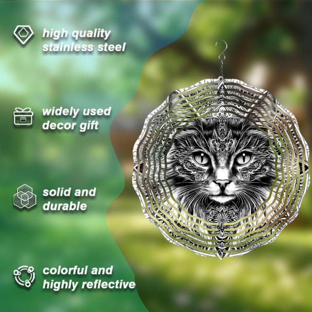 2D Mandala Flower Metal Wind Spinner - 360° Rotating Hanging Garden Decor, No Battery Needed, Wind Spinners Outdoor