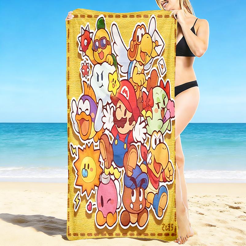 1Pc Super Mario Adventure Beach Towel, Quick Dry, Multi-Use for Beach Pool Gym Yoga Home Travel, Christmas, Halloween, Xmas Gift M929288