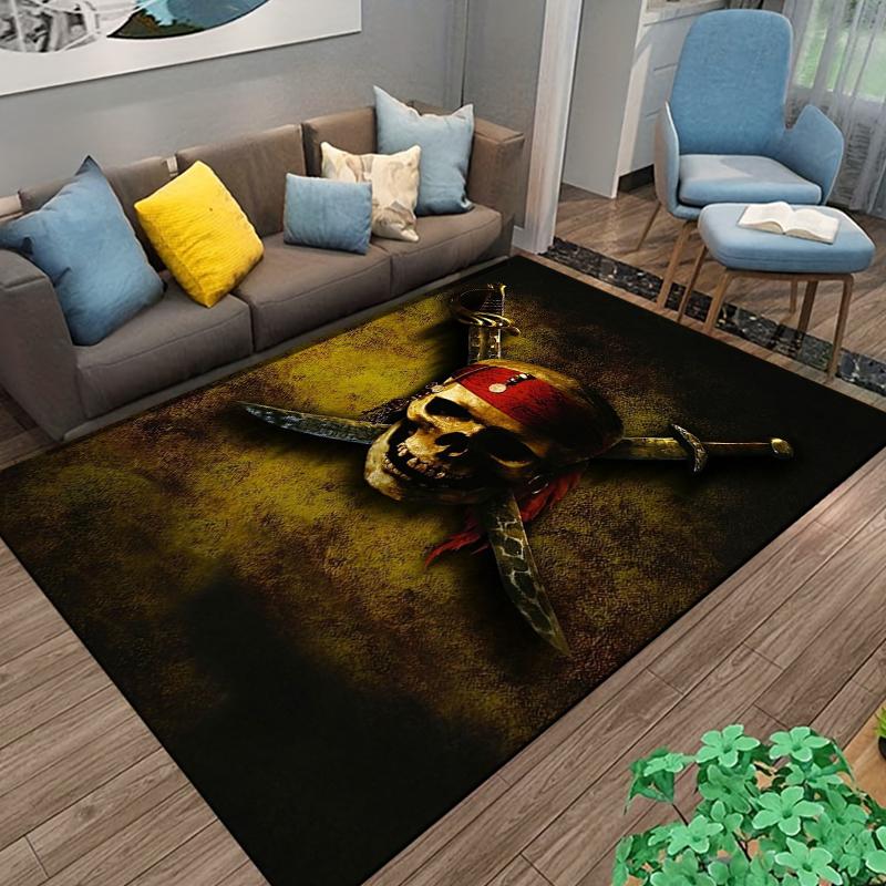 15 Sizes Skeleton Sea Pirate Pattern Rug Carpet for Living Room Bathroom Mat Creative Doormat Carpet for Bedroom Home Decor cool
