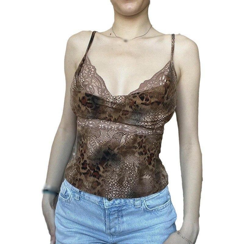 

Жіночий топ з леопардовим принтом і V-подібним вирізом M