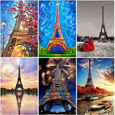 5D fai da te pittura diamante paesaggio punto croce torre Eiffel pieno rotondo trapano diamante arte ricamo vendita decorazione della casa