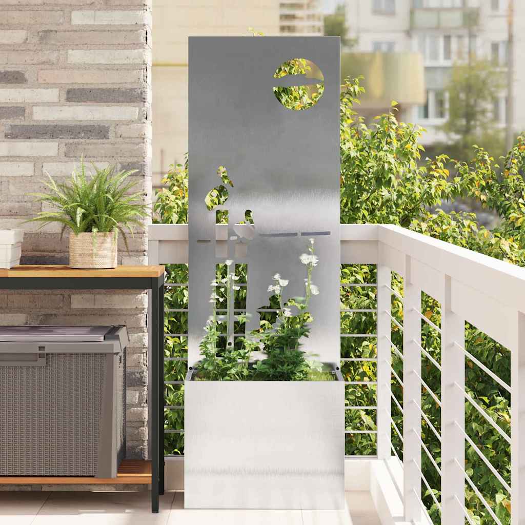 Garden Privacy Screen Canvas Silver 50 X 150 Cm Stainless Steel