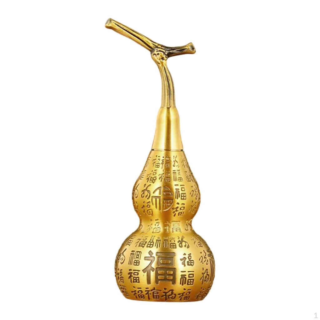 Brass Gourd Figurine, Chinese Motif, Table Ornament, Collectible Ideal for Living Room,