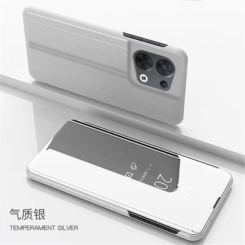 Pro OPPO Reno 8 Pro 5G Case Luxury Mirror View Flip Smart Leather Phone Case Pro OPPO Reno8 Reno 8 Pro + Plus Protect Back Cover