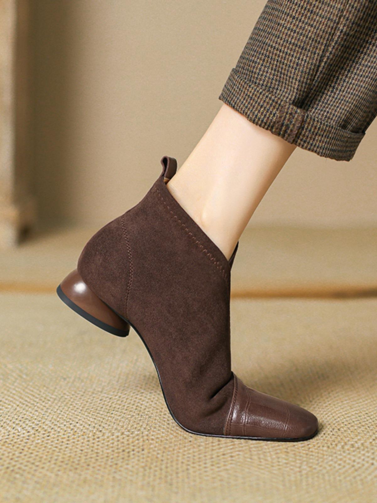 

Французский дизайн, модные универсальные ботильоны с квадратным носком, женские, осень-зима 2025, новые ботильоны 40 темно-коричневого
