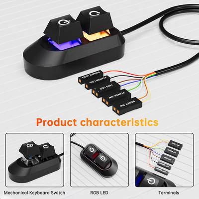 2M Externer Netzschalter RGB-Beleuchtung Mechanischer Schlüssel Externes Ein-/Ausschalten PC-Mainboard Ein-/Ausschalter Knopf für PC-Gehäuse
