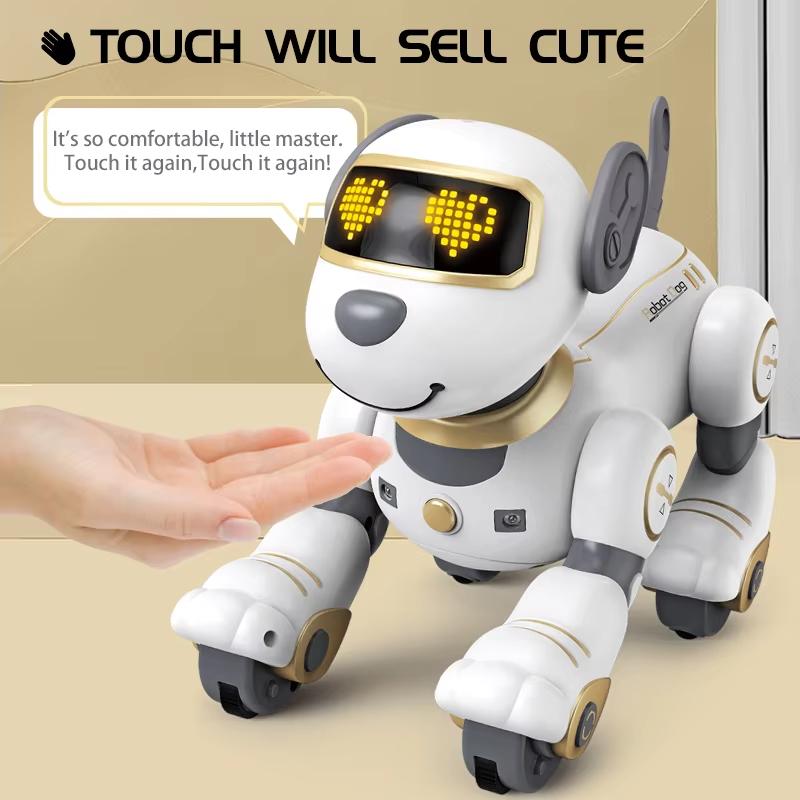 Funny Remote Control Robot Electronic Dog Stunt Dog Voice Command Programmable Touch Sensing Music Song Robot Dog Toy Kids Gift Smart Educational Toy