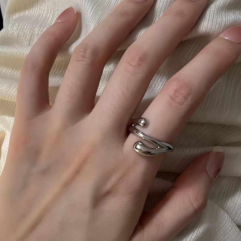 

Geometric Wave Sea Ring Women Copper Adjustable Fashion Jewelry Decoration Gift J3522