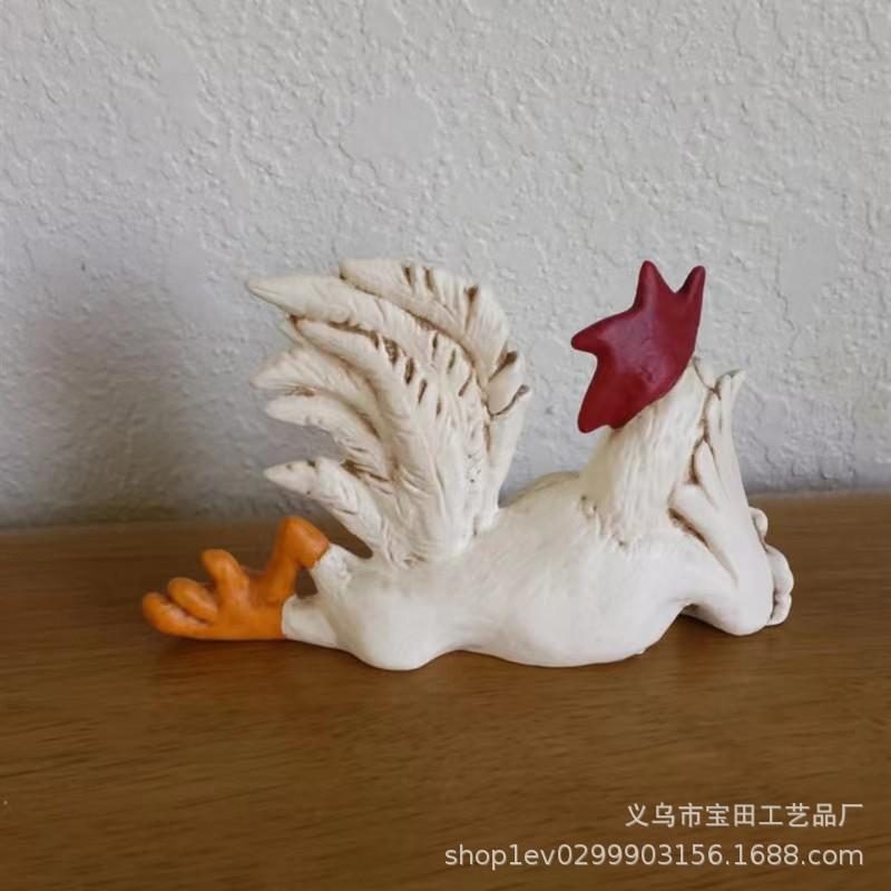 Home desktop creative fun decoration ornament lying big rooster resin handicraft sculpture ornament