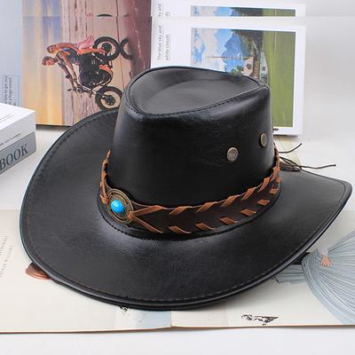 1 kus venkovní gentleman cowgirl jazz cap sombreroombrero hombre unisex vintage umělá kůže western kovbojský klobouk