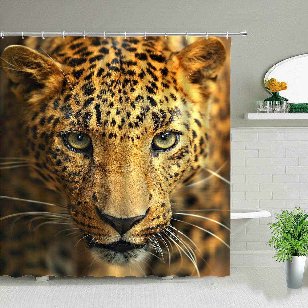 

Занавеска для душа с африканским леопардом, львом, тигром, принтом диких животных, ванная комната, ванна, украшение дома, подарок, водонепроницаемые шторы 150x180cm-60x70in