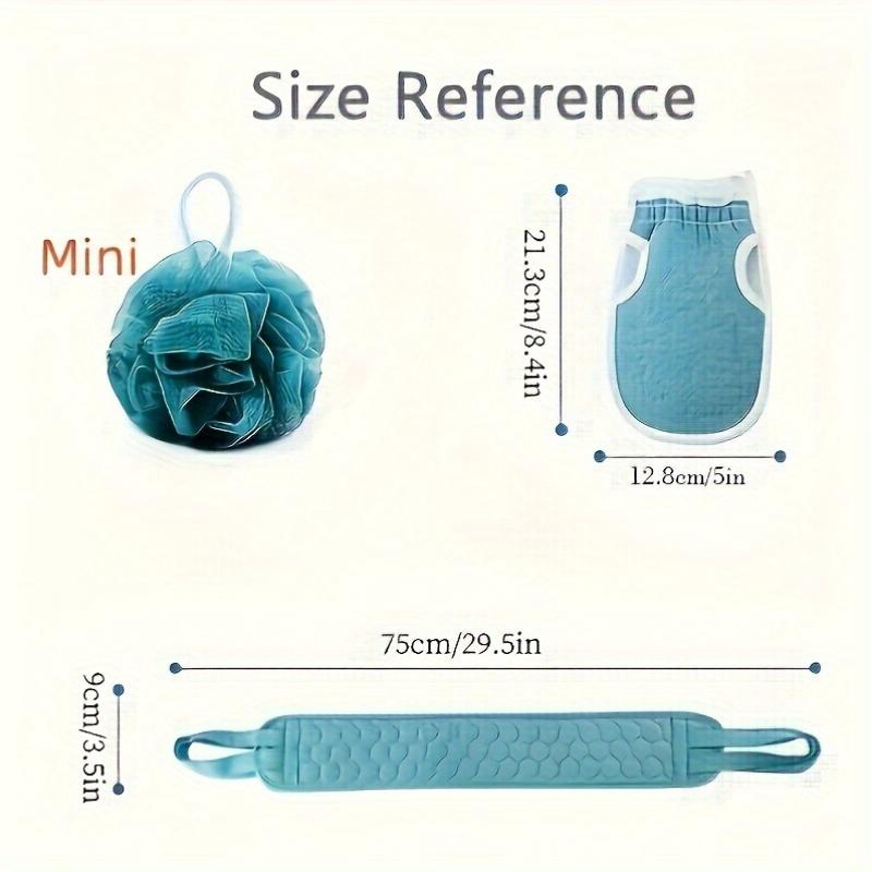 3pcs Bath Exfoliating Set - Includes Bath Pouf, Exfoliating Glove & Back Scrubber Towel - Ideal for Spa, Massage & Body Scrubs