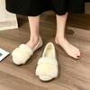 Moda Nowe Damskie Czółenka Wsuwane Buty na Platformie dla Kobiet Okrągły Nosek Płytkie Mokasyny Outdoor Luksusowe Futrzane Sznurowane Koralikami Jednokolorowe Buty