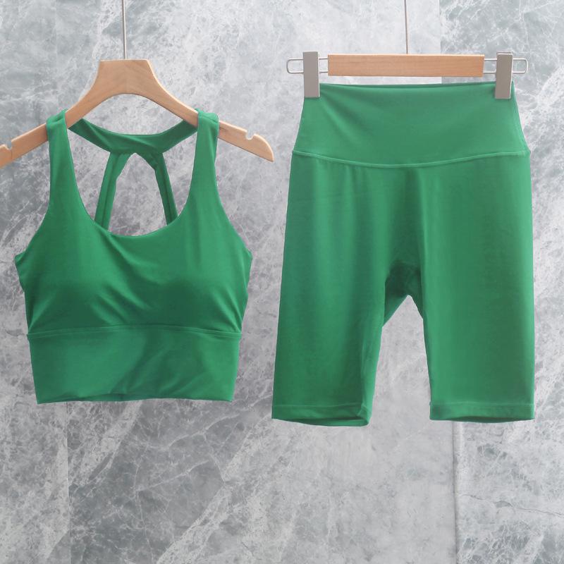 Women's Yoga Set: Cross-Back Tank & High-Waist Tummy Control Pants