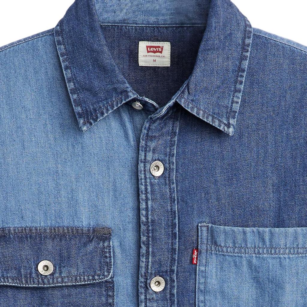 Levis Einfach Bequem Vielseitig Lässig Arbeitskleidung Locker Denim Langarmhemd Herren Hemden Blau A8644-0000