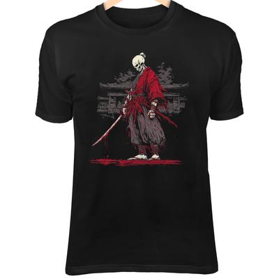Koszulka Samurai Skull II – Ramię Splamione Krwią, Katana, Wojownik Ruin Świątyni Sztuka