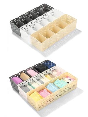 5 Cells Plastic Organizer Storage Box Tie Bra Socks Drawer Cosmetic Divider 3pc