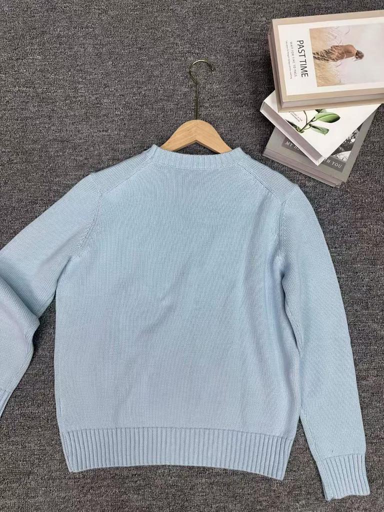 R~L Women's Heavyweight Star Embroidered Crew Neck Sweater - Versatile Autumn/Winter Fashion