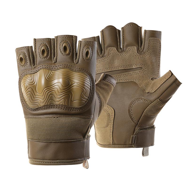Outdoor Tactical Gloves for Men's Non Slip Shock Absorption Half Finger Hard Shell Protection Training Rock Climbing Cycling Military Fans Gloves