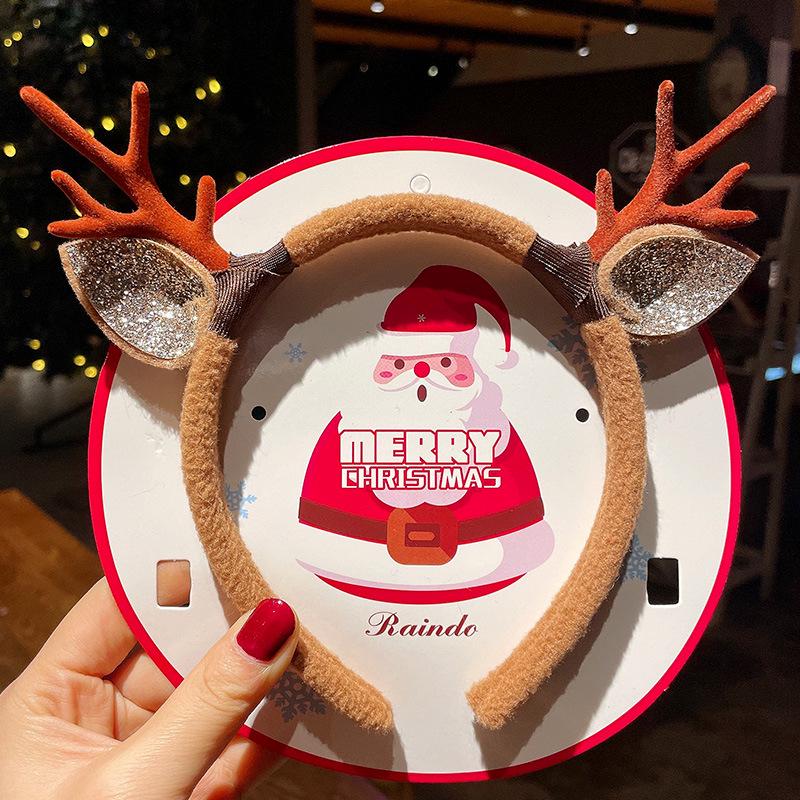 Mori Style Reindeer Antler Headband & Clips - Festive Red Hair Accessories for Women and Children