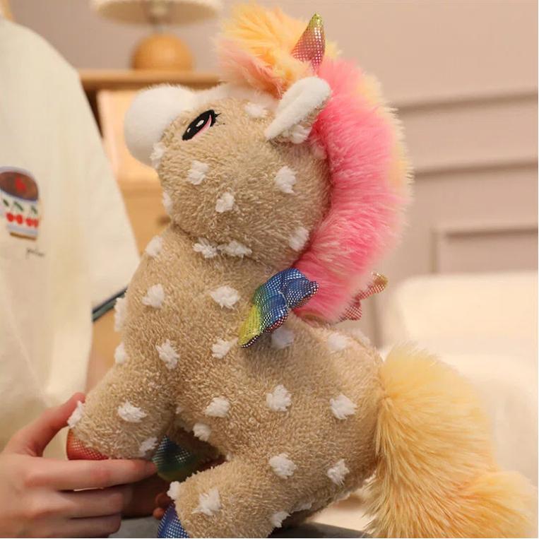 Rainbow Unicorn Plush Toy Standing Pegasus Stuffed Animal - Cute Companion Gift for Girls Birthday