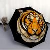 1pc Tiger Pattern Automatic Open/close Folding Compact Umbrella, 8-Rib Sturdy Canopy, Lightweight Portable, Everyday Use, Gift, Outdoor Umbrella, Trav
