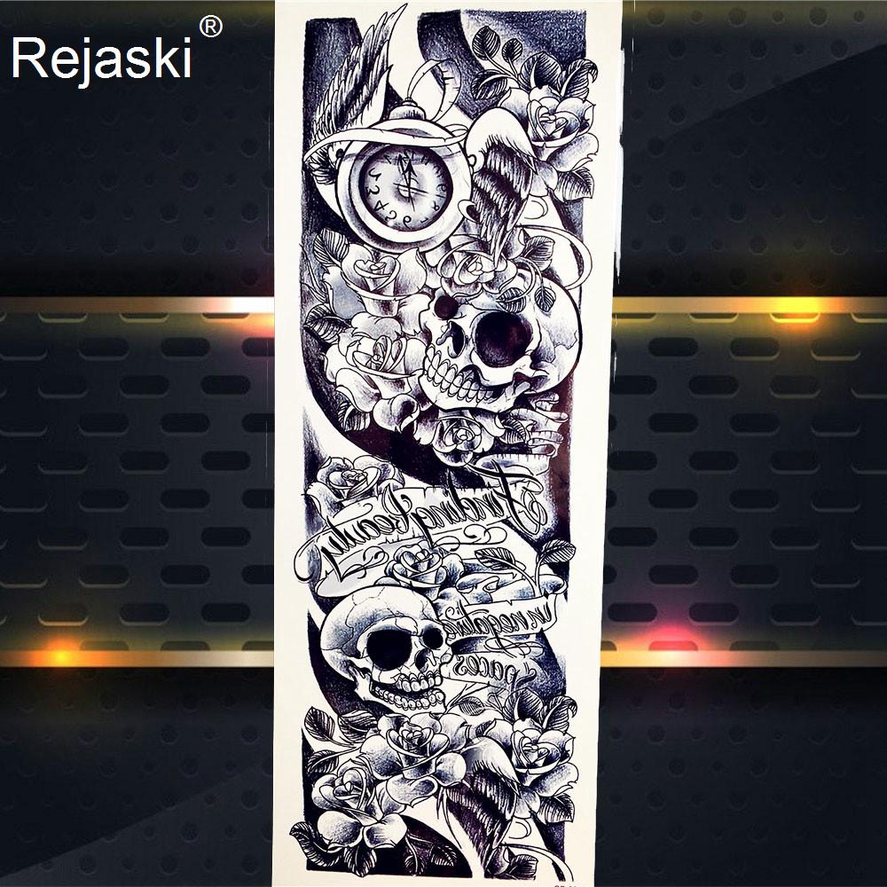 1PC Cool Totem Temporary Tattoo Fake Black Full Arm Tattoo Sticker For Men Summer Style Tatoos Decal