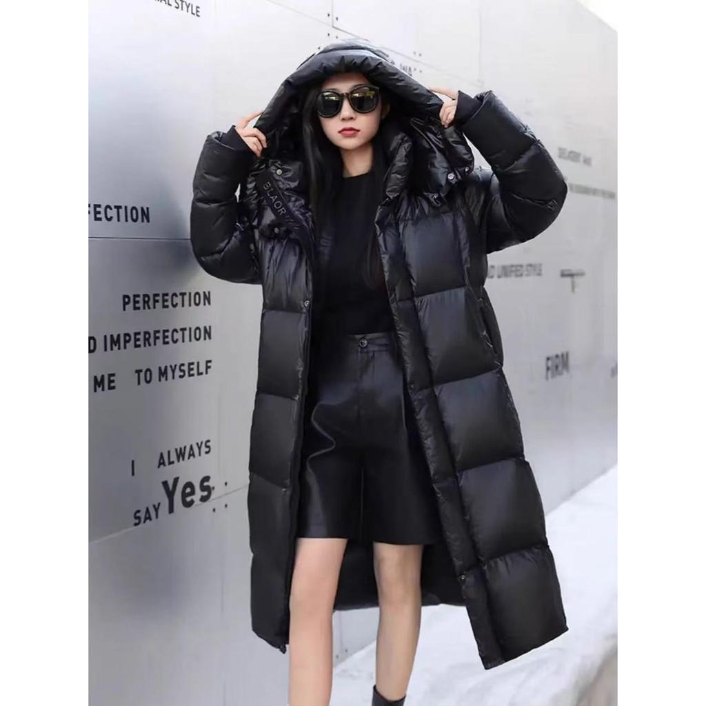 Winter Down Coat For Men Women Casual Loose Fit Black Couple's Jacket Thickened X-Long Sleeve Hooded Parka