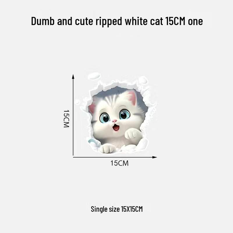 

3D Мила Наклейка на Автомобіль з Котиком, що Дряпає - Мультяшний Стиль для Електромобілів