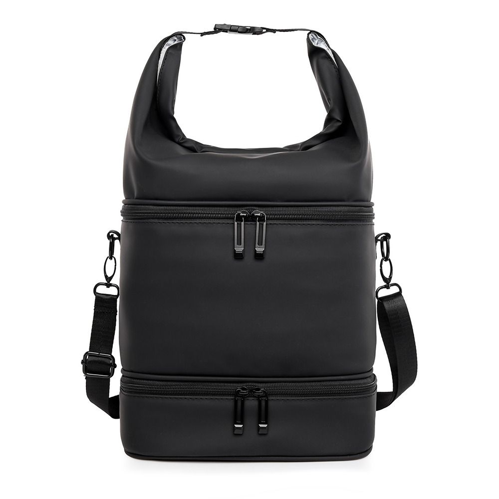 

Новая сумка для хранения маникюрных принадлежностей на 30 сеток, двухслойный органайзер для лака для ногтей из ПВХ с длинным ремешком, сумка-органайзер для косметики чёрный