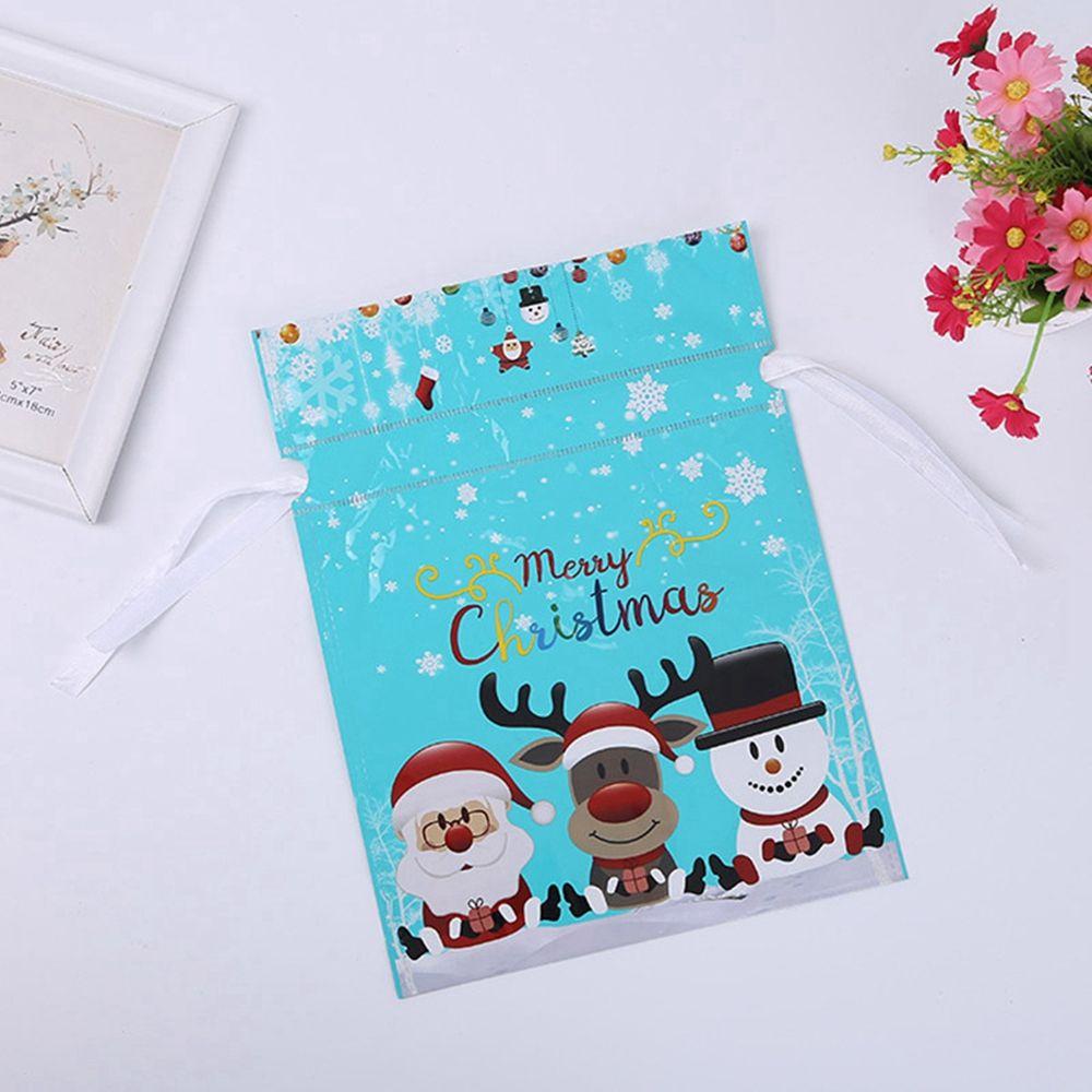 Gold Drawstring Snowman Elk Snowflake Goods Candy Wrapping Gift Bag Packaging Bag Christmas Gifts
