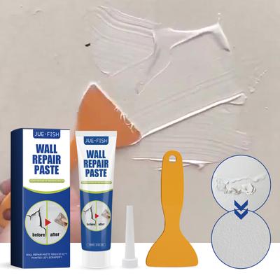 Pâte de réparation murale à séchage rapide (100 g) pour toilettes, salle de bain, murs et sols (blanc). Outil de réparation.
