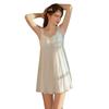 Women's Mesh Bow Deep V Low Cut Push Up Removable Pads Sleep Dress Lounge Set