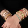 Enamel Floral Bangle Bracelet Gold-Tone Accent Vintage Open Cuff Elegant Bohemian Jewelry For Women Daily Party Gift