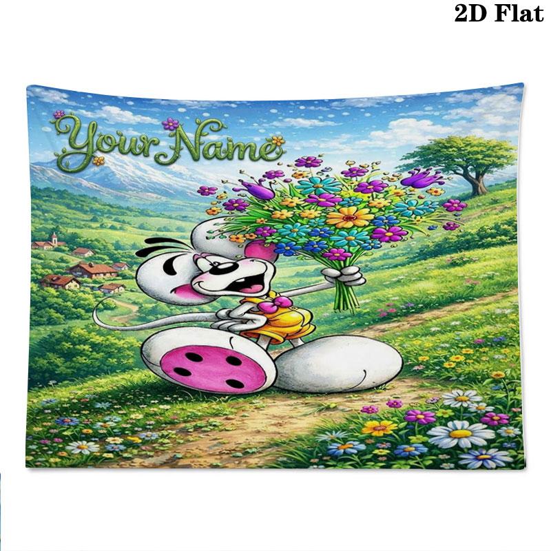 Diddl Custom Name Wall Tapestry Aesthetic Wall Hanging Printed Fabric Blanket Decorative Tapestries for Bedroom Living Room Home Decor