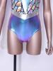 Dames Alien Cosplay Bodysuit Metallic Kleurovergang Pailletten Cut-out aan de voorkant Hoge hals Vliegmouw Leotard voor Halloweenfeest Optreden