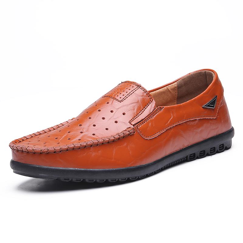 2024 Italian Men Shoes Casual Summer Mens Loafers Genuine Leather Moccasins Hollow Out Luxury Brand Slip On Driving Shoes