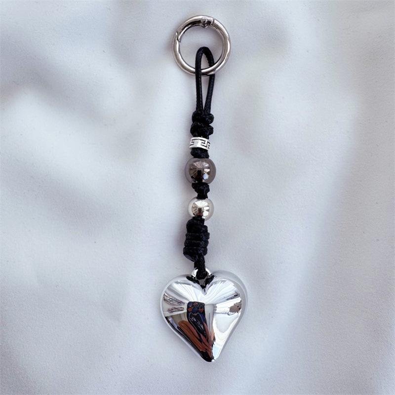 Chinese-style Handmade Phone Charm Love Heart Pendant Simple Beaded Chain Cellphone Lanyard Trendy Women Y2K Accessories