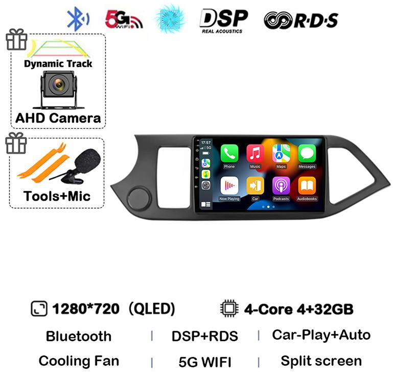 Android 14 Carplay Auto For KIA PICANTO Morning 2011 2012 2013 2014 2015 2016 Multimedia Car Radio Navigation Player WIFI+4G DSP