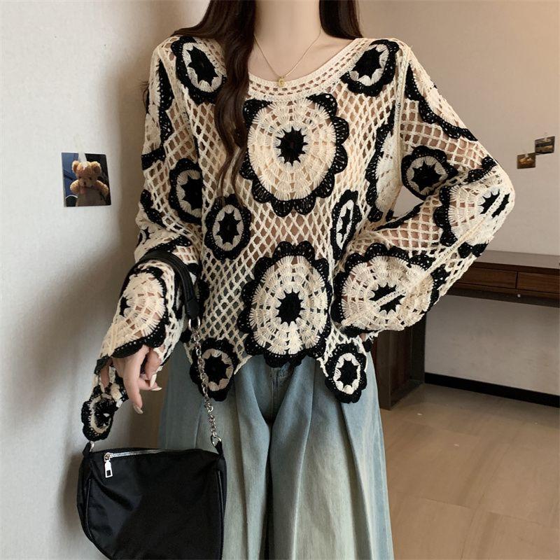 

Европейская женская одежда больших размеров для полных девушек Анкела красная французская вязаная одежда с вырезами и длинными рукавами верхняя одежда пляжная рубашка для защиты от солнца Apricot color XL(Large size)