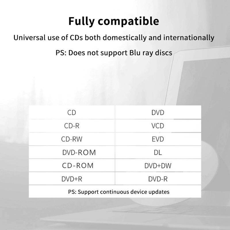 Usb 2.0 External Dvd Player Cd Drive Mp3 Music Movies Portable Reader For Windows 7/ 8/ 10 Laptop Desktop Pc Computer
