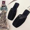 Order A Size Up,Summer Women Slippers Sexy Mesh Mules Indoor Home Slides Square Toe Female Flats Shoes Outdoor Clogs Beach Sandals Flip Flops 43