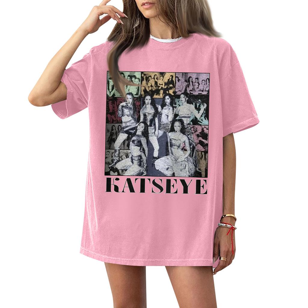 Dam T-shirt med tryck och rund hals och korta ärmar