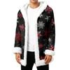 Men's Christmas Long Hooded Cardigan With Pockets Warm Jacket