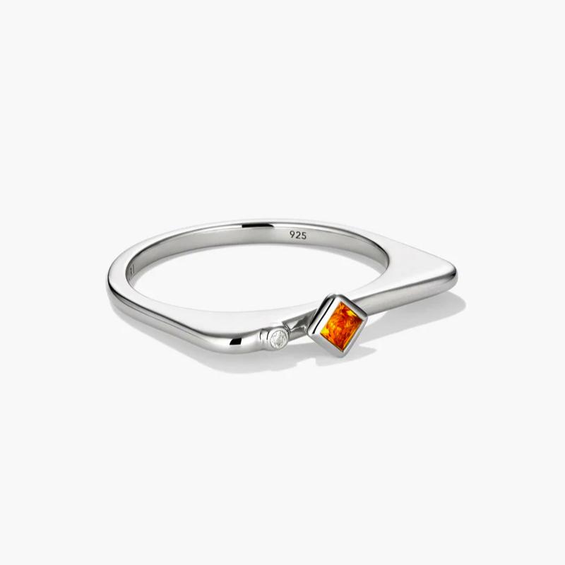 New Minimalist CopperChevron Ring for Women, Birthstone & CZ Accent, Stackable Statement Daily Jewelry Gift