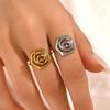 Stainless Steel Line Rings for Women Geometric Hollow Rose Adjustable Opening Rings Exquisite Fade-Resistant Party Zircon Gifts