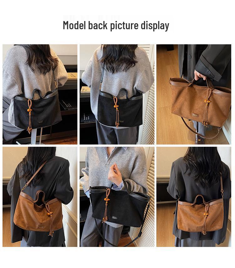 Herbst Koreanische Retro Wildleder Tragetasche - Damen Vintage Schulterhandtasche