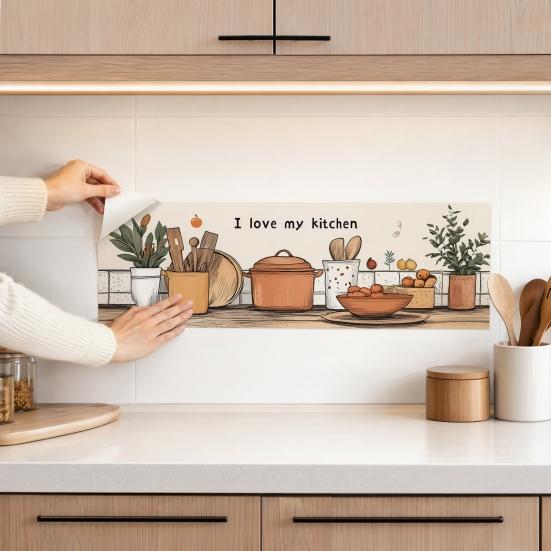 Kitchen Oil Resistant Sticker, Waterproof Wallpaper for Stove And Range Hood, Easy Peel And Stick Self Adhesive PVC Film
