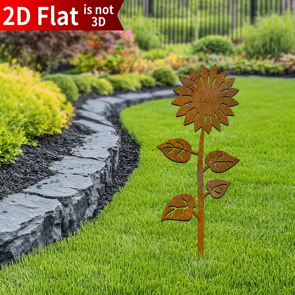 Rustic Metal Sunflower Garden Stake Decorative Outdoor Yard Art Retro Flower Stakes Lawn Ornament Garden Decoration Accessories